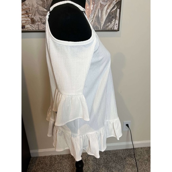 Michael Kors Boho Cold Shoulder Textured Ruffle Top Small - Picture 7 of 8